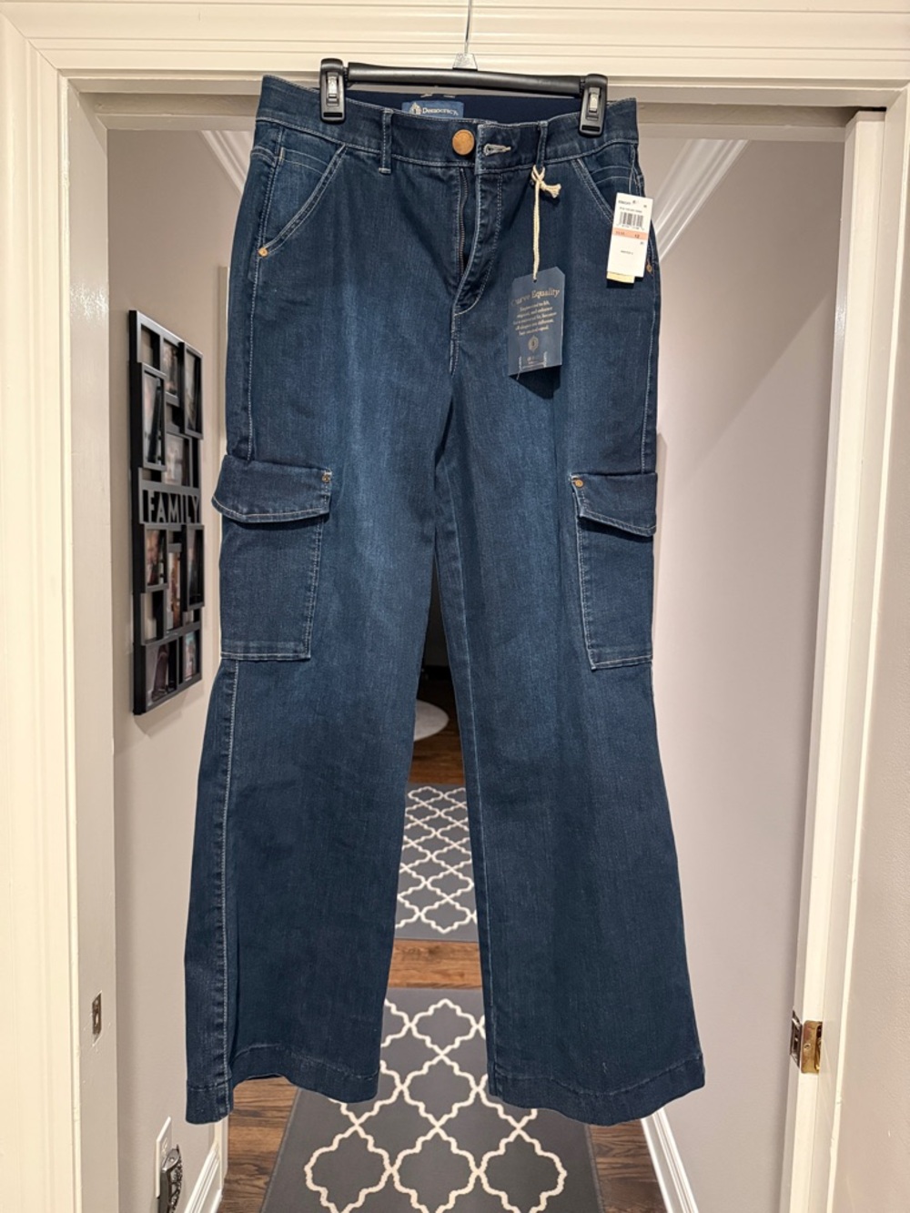 Democracy Dark Blue Wide-Leg Cargo Jeans